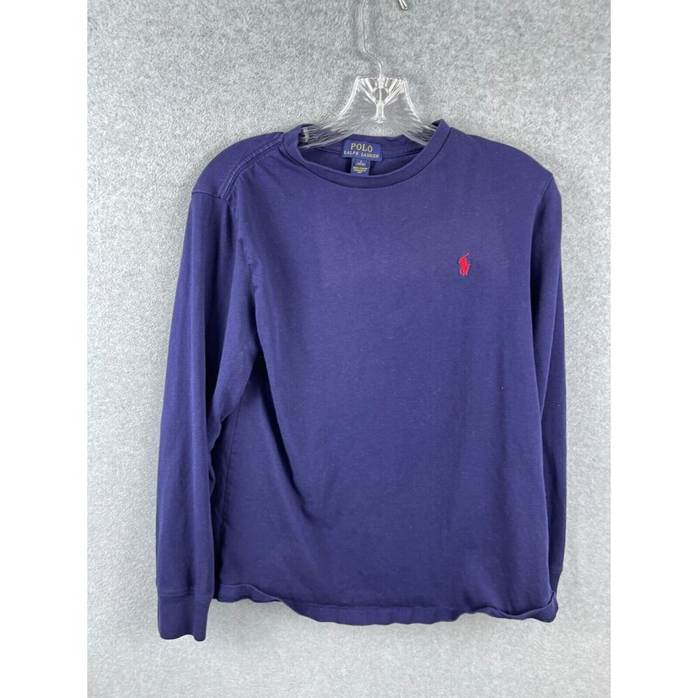 Polo Ralph Lauren Shirt Boys L (14-16) Blue Long Sleeve Tee Red Pony Classic